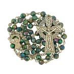 Green Acrylic Prayer Bead Irish Rosary with Celtic Cross Crucifix, 19