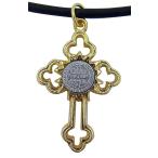 Budded Cross Crucifix Pendant with Saint Benedict Medal on 18-inch Cor