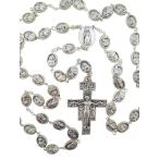 Silver Tone Saint Claire with St Francis Prayer Bead Rosary, 24 Inch