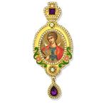 Religious Gifts Archangel St Saint Michael Jeweled Russian Icon Pendan