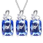 CDE Jewelry Set 925 Sterling Silver Crystals from Swarovski Sapphire F