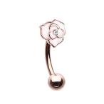 Inspiration Dezigns Eyebrow Ring Rose Gold Blooming Rose Center Gem Cu