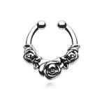 Rose Garden Icon Fake Septum Clip-On Ring (Steel)