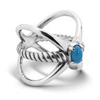 925 Silver &amp; Turquoise Rope Ring - Size 7