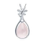 sephla White Gold Plated Light Pink Butterfly Synthetic Stone Pendant