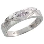 Sterling Silver Ladies' Diamond Band, w/ 0.02 Carat Brilliant Cut Diam