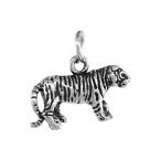 Sterling Silver Tiny Tiger Charm Antiqued Finish 18 inch Necklace 3/4