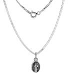 Very Tiny Sterling Silver St Benedict Medal Necklace Oval 18 inch CRB_