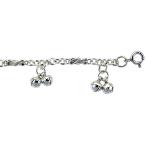 Sterling Silver Double Jingle Bells Anklet 10mm wide, fits 9 - 10 inch