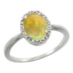Sterling Silver Natural Ethiopian Opal Diamond Halo Engagement Ring Ov
