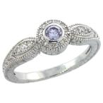 Sterling Silver Vintage Style Engagement Ring w/ Brilliant Cut Clear &amp;
