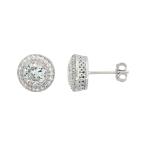 Sterling Silver Cubic Zirconia Micro Pave Halo Stud Earrings 1 ct Cent