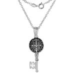 Sterling Silver Saint Benedict Medal Key Medal Handmade 1 1/16 inch (2