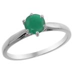 14K White Gold Natural Emerald Solitaire Ring Round 5mm, size 5.5