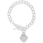 Sterling Silver Oval Link Rolo w/ Heart Tag Bracelets Handmade, 7 inch