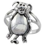 Sterling Silver Movable Pig Ring for Women 1 inch size 7