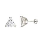 Sterling Silver Cubic Zirconia Triangle Earrings Studs 3.5 carats/pair