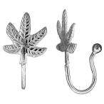 Small Sterling Silver Pot Leaf Nose Ring / Ear cuff Non-Pierced (one p