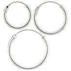 3-Pair Set Sterling Silver 10mm 12mm &amp; 14mm Small Endless Hoop Earring