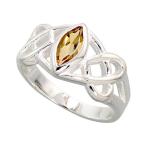 Sterling Silver Celtic Motherhood Knot Ring with Natural Citrine 3/8 i