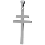 Sabrina Silver Stainless Steel Patriarchal Cross Necklace, 1 1/2 inch