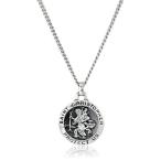 Sterling Silver Round Saint Christopher Pendant with Rhodium Plated St