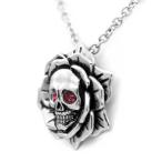 Skull Rose Birthstone Necklace With Swarovski Crystal 17" - 19" Adjust