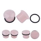 Single Flared Rose Rose Quartz Ear Gauges Plugs Tunnels Expanders Natu