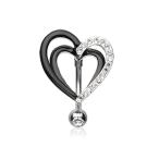 14G Sparkle Layered Heart Reverse Inspiration Dezigns Belly Button Rin