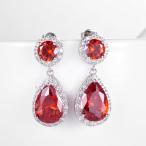SELOVO Garnet-color Zircon Stone Red Dangle Earrings Jewelry Silver To