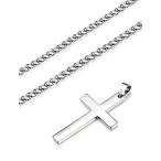 JewelBeauty Stainless Steel Simple Silver Cross Pendant Necklace for M