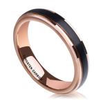 NaNa Chic Jewelry 4mm Tungsten Carbide Ring for Women Black Rose Gold