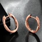 Presentski Silver Twisted Lucky Hoop Earrings Rose Gold-Plated with Cu