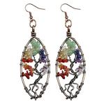 BAYUEBA Dangle Earrings Tree of Life Chakra Jewelry for Women Multi-co