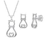 Lovely Cat Jewelry Girls Women Fine Jewelry CZ Inlaid 925 Sterling Sil