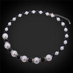 U7 Women Fashion Pearl Choker Necklace (Black Stone)