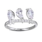 Silver Bird Ring Crystal 925 Sterling Silver AAA White Cubic Zirconia