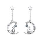 Handmade Earrings Moon Star Cat on the Moon Missing You Dangle Earring