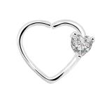 OUFER Body Piercing Jewelry 16 Gauge Clear Heart CZ Left Closure Daith