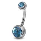OUFER Body Piercing Grade 23 Solid Titanium No Allergy Double CZ Cryst