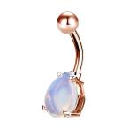 OUFER 14G Surgical Steel Belly Button Rings Rose Gold Teardrop Stone N