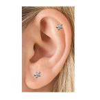 OUFER 16G Stainless Steel Cartilage Earrings Five Petal Clear CZ Flowe
