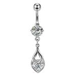 OUFER 14G 316L Surgical Steel Belly Button Rings Teardrop Dangle Clear