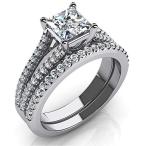 2.21 ct Princess Cut Diamond Engagement Ring Wedding Band Bridal Set i