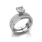 2.25 ct Triple Row Round Cut Diamond Engagement Ring and Wedding Band