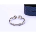 UNY Double Heart wire cable cuff Bangle Pave Stone Unique Elegant Bang