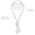 BABEYOND 1920s Imitation Pearls Necklace Gatsby Long Knot Pearl Neckla