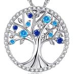 Tree of Life Necklace Jewelry March Birthstone Aquamarine Pendant Anni