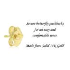 14k Yellow Gold Solitaire Round Cubic Zirconia CZ Stud Earrings with G