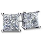 NANA Silver Princess CZ Stud Earrings with 14k Solid Gold Post-5.5mm-2